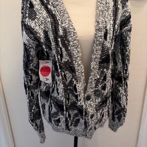 AREA 90’s Abstract Monochrome Patterned Cardigan Size Large Ladies